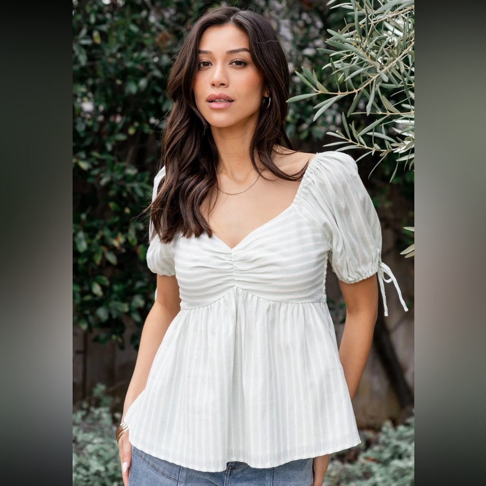Baltic Born Betsy Peplum Top White and Green
